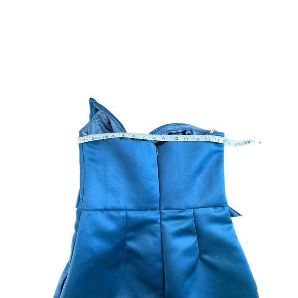 Flor‎ et. al Blue Wind Duchess Formal Strapless Satin Wide Leg Jumpsuit Size 4 - Picture 10 of 13